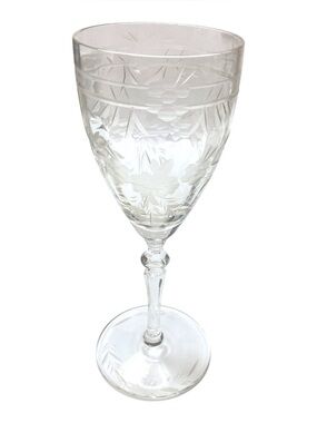 Set of 6 Rock Sharpe 2011-27 Cut Crystal Wine Glasses Water Goblets Floral Glass